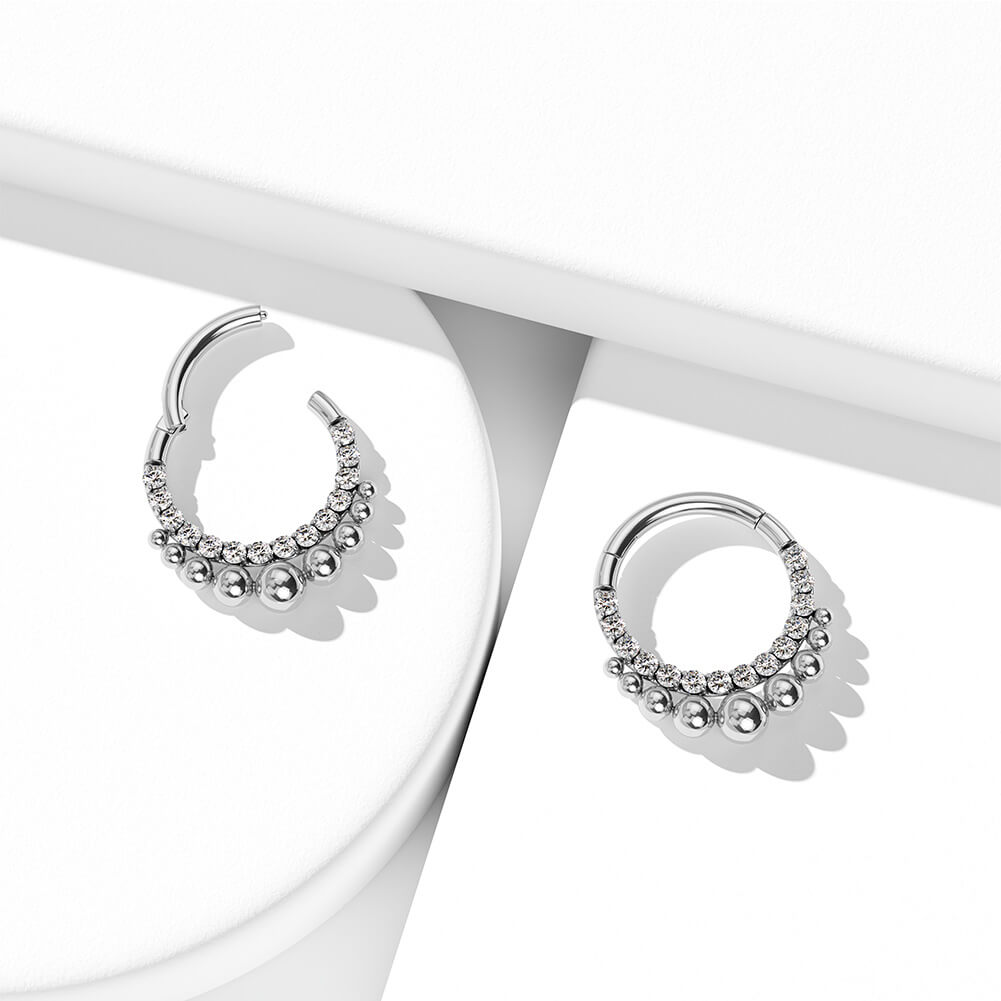 Beaded Hinged Titanium Daith Septum Ring