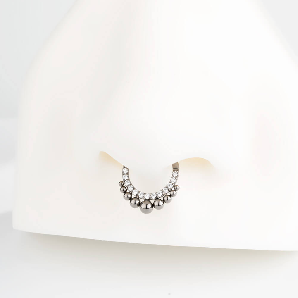 Beaded Hinged Titanium Daith Septum Ring