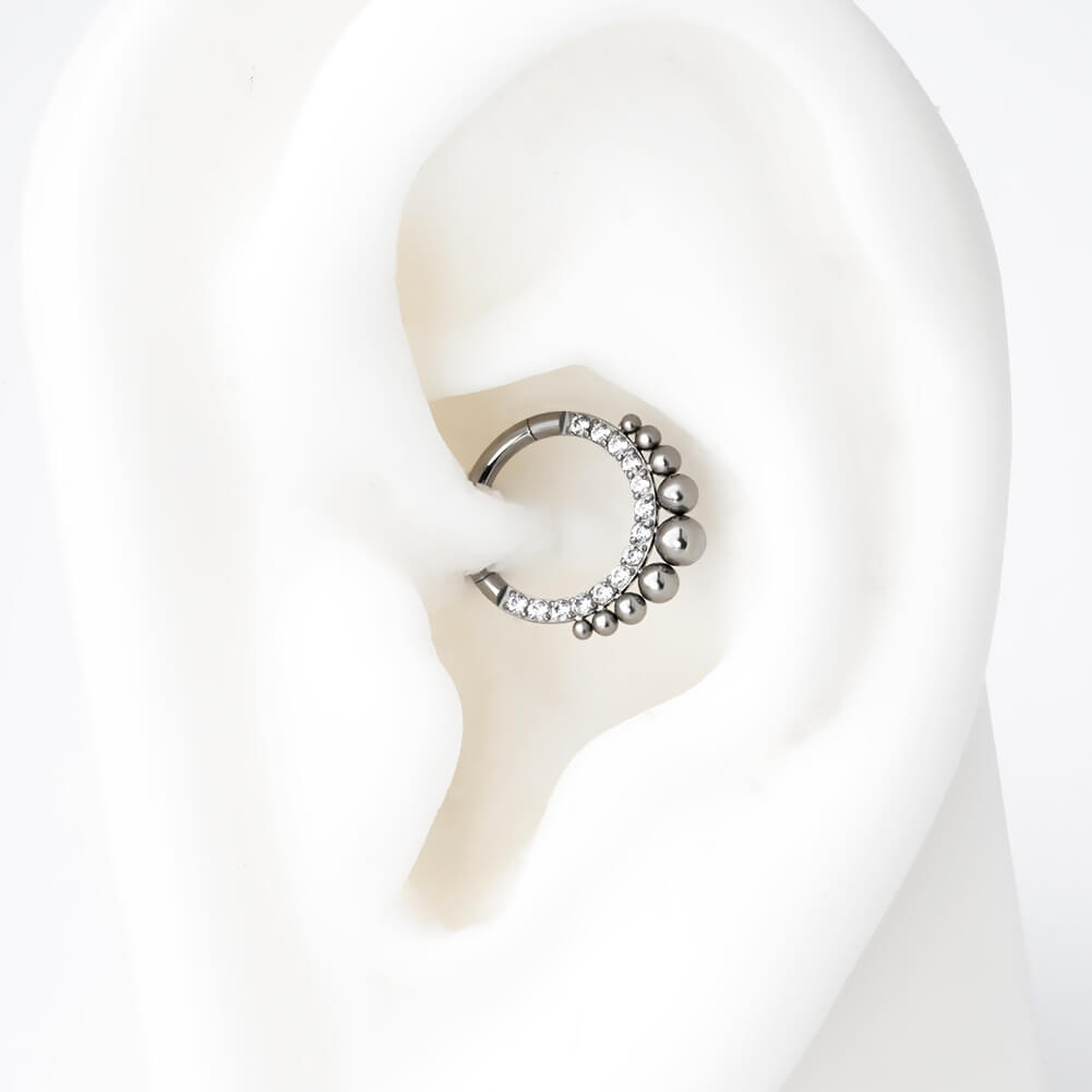 Beaded Hinged Titanium Daith Septum Ring