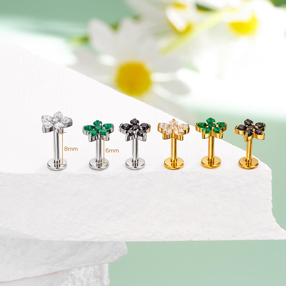 Flower Threadless Push Pin Helix Stud