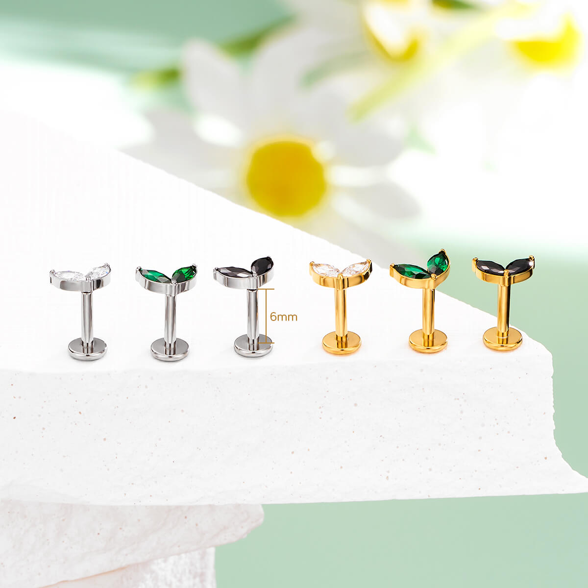 Leaf Threadless Push Pin Helix Stud