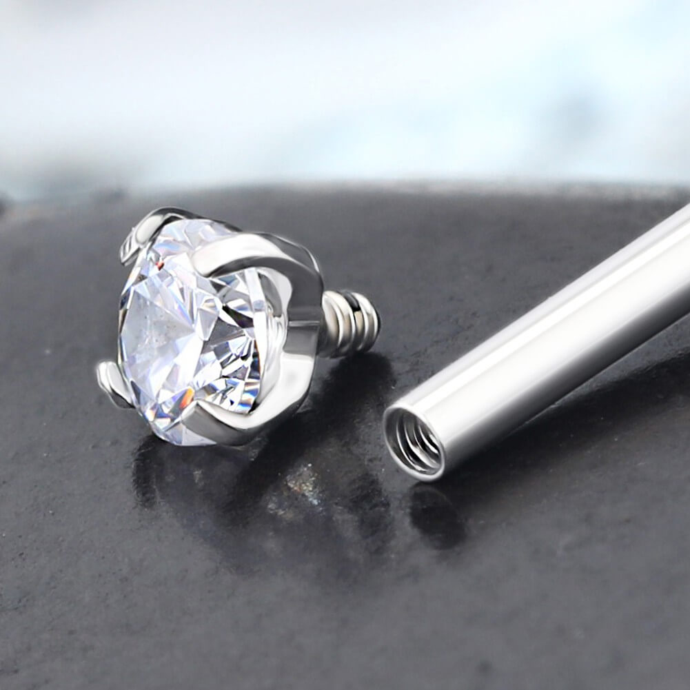 4PCS Synthetic Opal CZ Internally Threaded Labret Stud