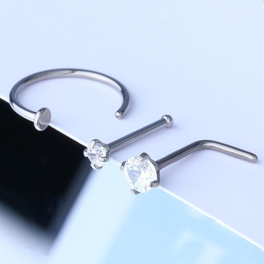 3PCS Titanium Nose Studs Set