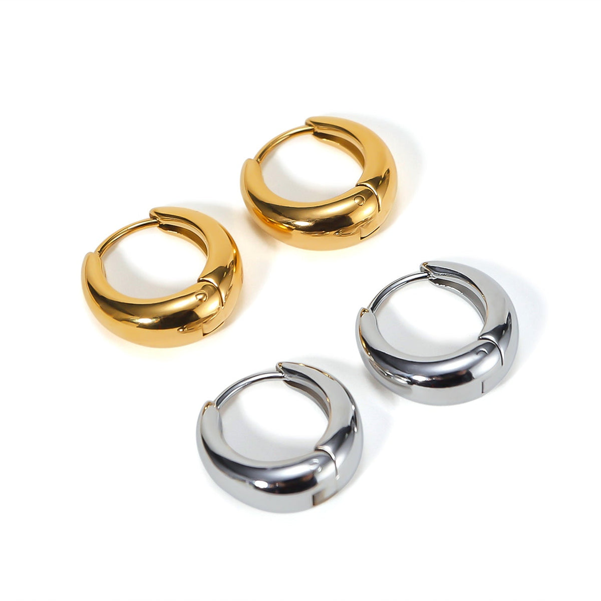 2PCS Simple Elegant Stainless Steel Hoop Earrings