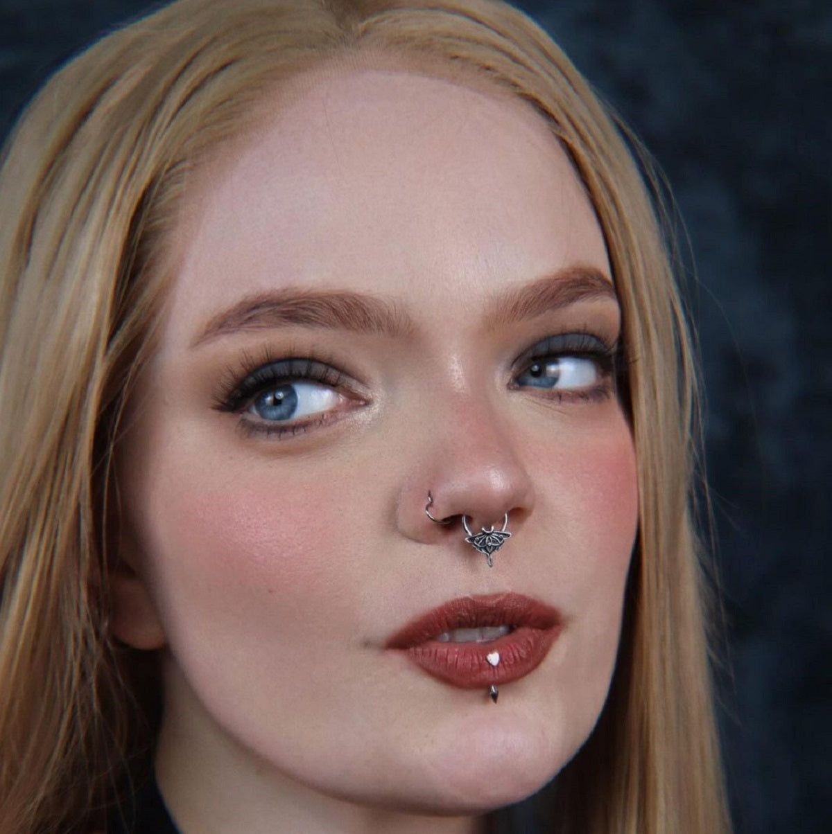 Retro Moon Phase Moth Segment Septum Ring