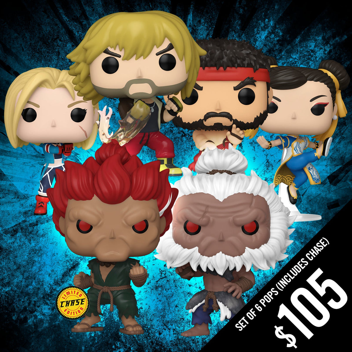 Pre-Order: Funko Pop! Street Fighter S3: Super Bundle of 6 Pops (including Chase)