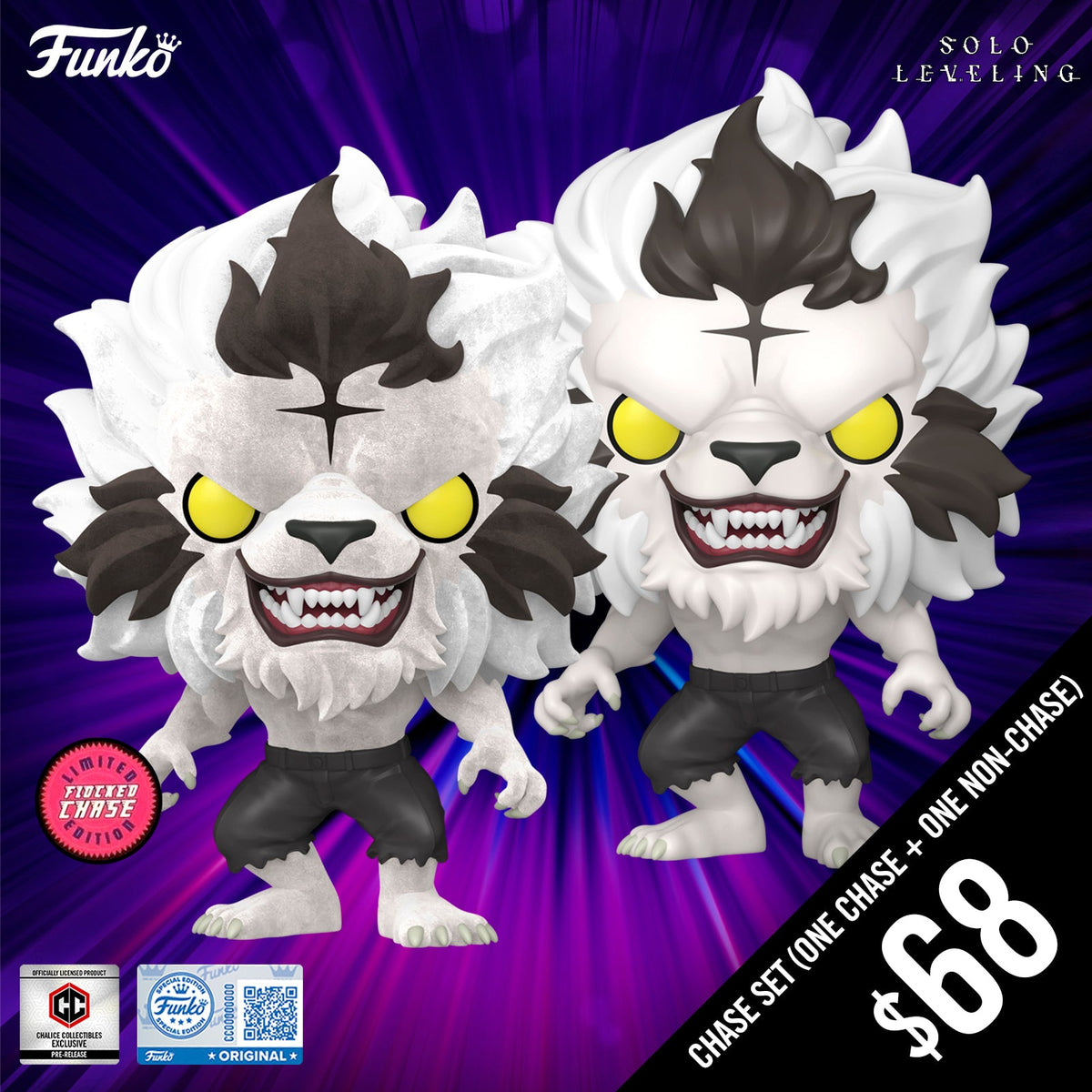 Pre-Order: Funko Pop! Chalice Exclusive: Solo Leveling S2: Baek Yoonho - Silver Mane #2273 (Chase plus Non-Chase) (PR)