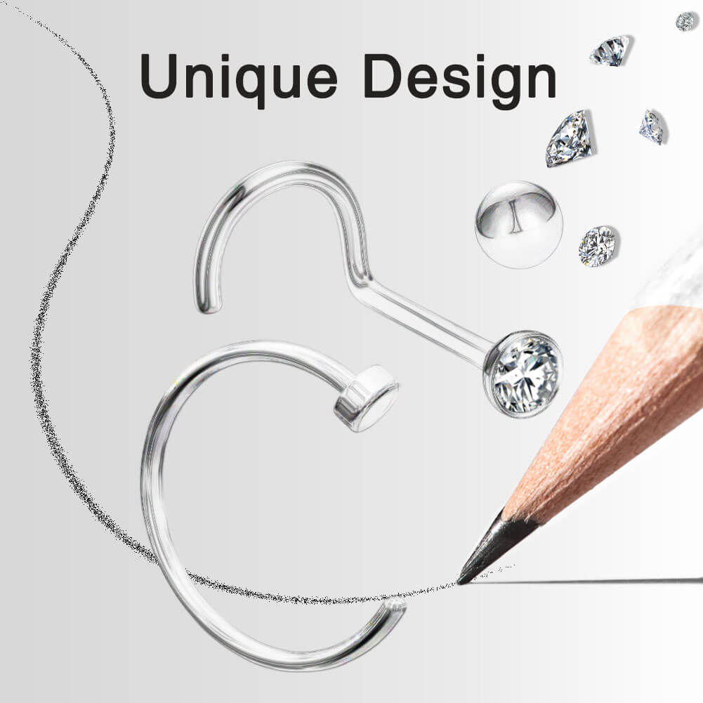 3PCS Titanium Screw Nose Stud Pack