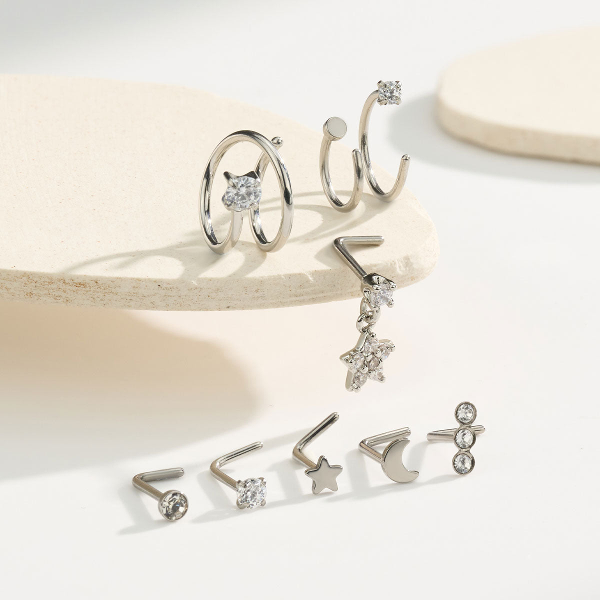 8PCS Mixed Nose Stud & Nose Ring Set