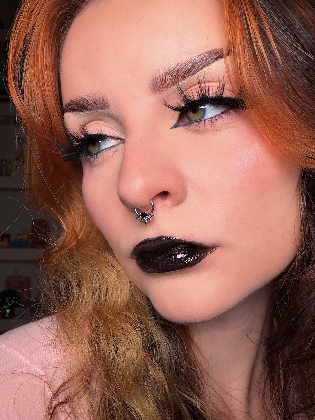 Spider Web Heart CZ Daith Septum Ring