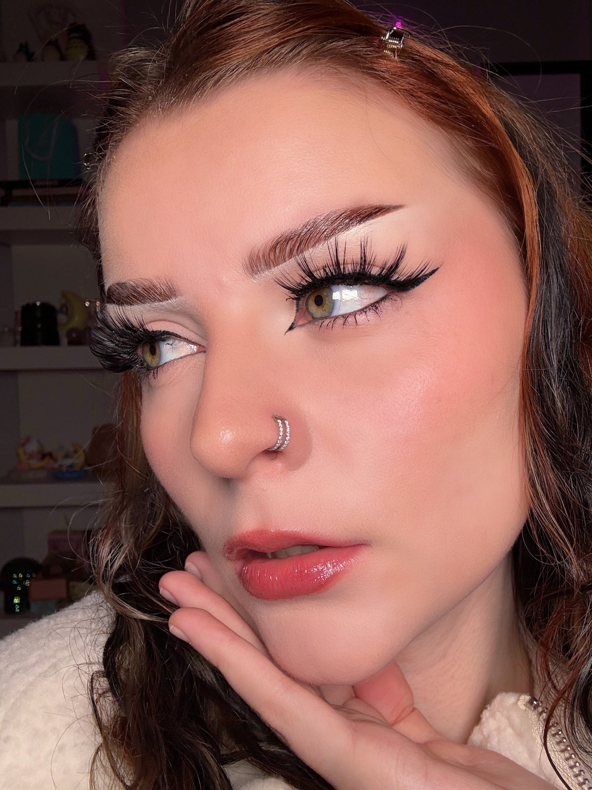 20G Double Row CZ Hoop Nose Ring