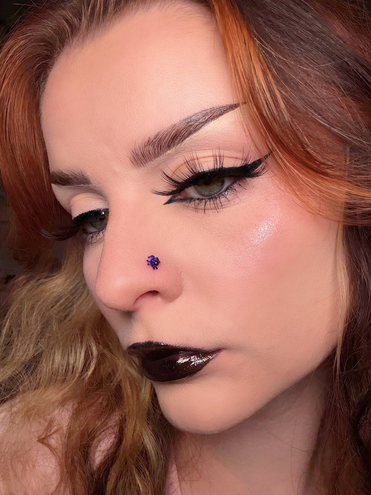 3PCS Web Spider Bat Halloween Nose Stud Set