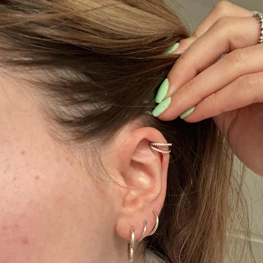 16G CZ Double Hoop Cartilage Ring