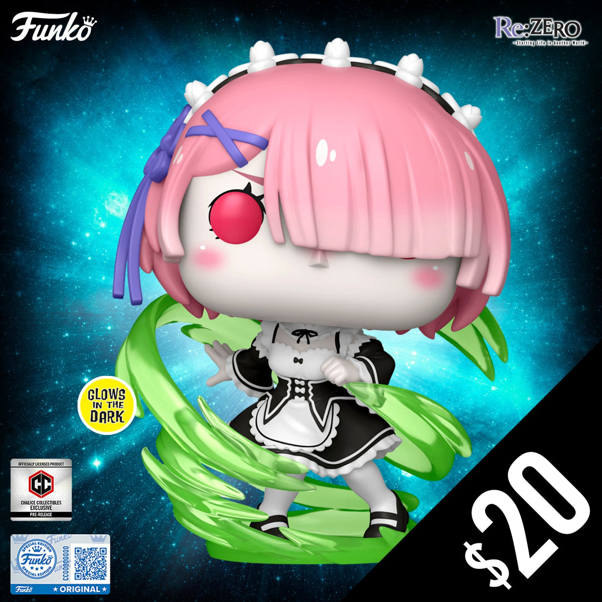 Pre-Order: Funko Pop! Chalice Exclusive: Re:Zero S1: RAM (GITD) #2116 (PR)