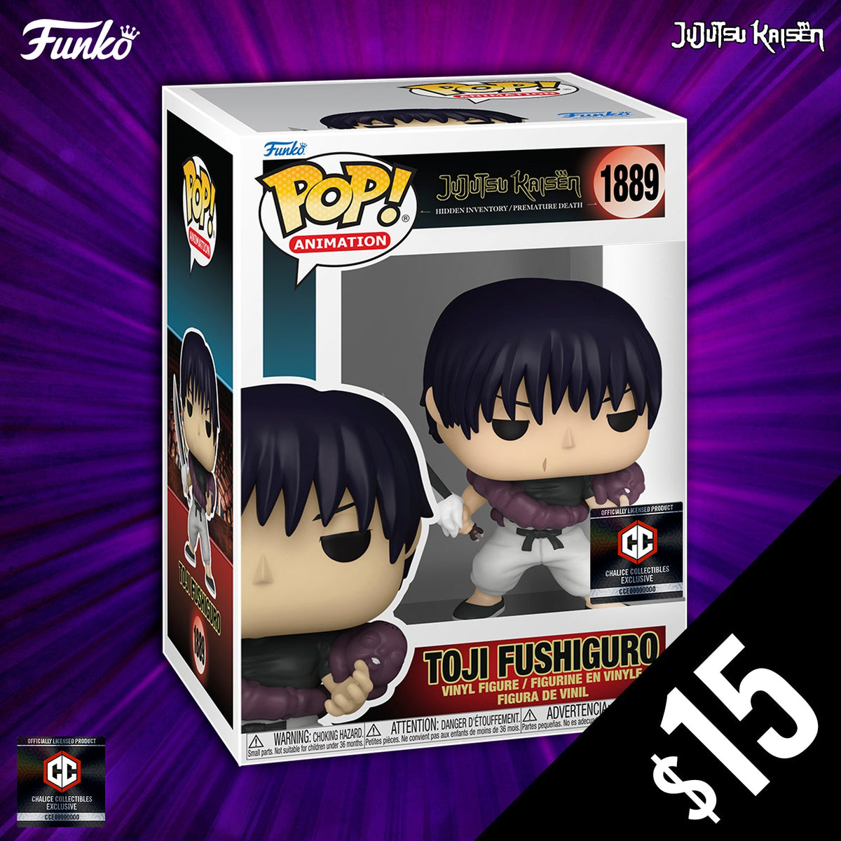 Funko Pop! Chalice Exclusive: Jujutsu Kaisen S5: Toji #1889 (Non-Chase)